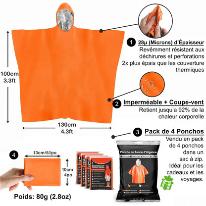 Poncho Imperméable Ultra Léger – Protection Rapide contre la Pluie